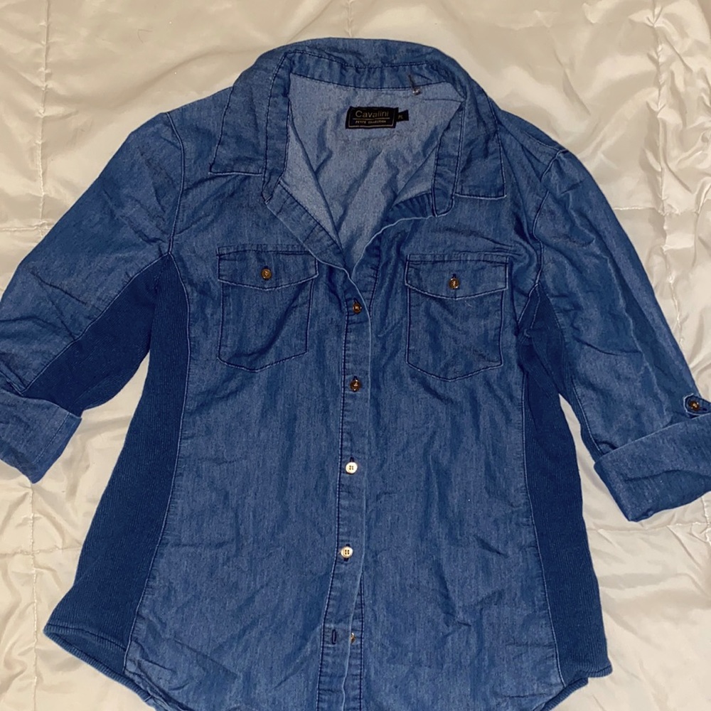 Petite jean button up shirt